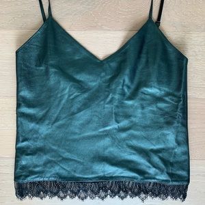 Leather Tank Top with lace on the bottom.